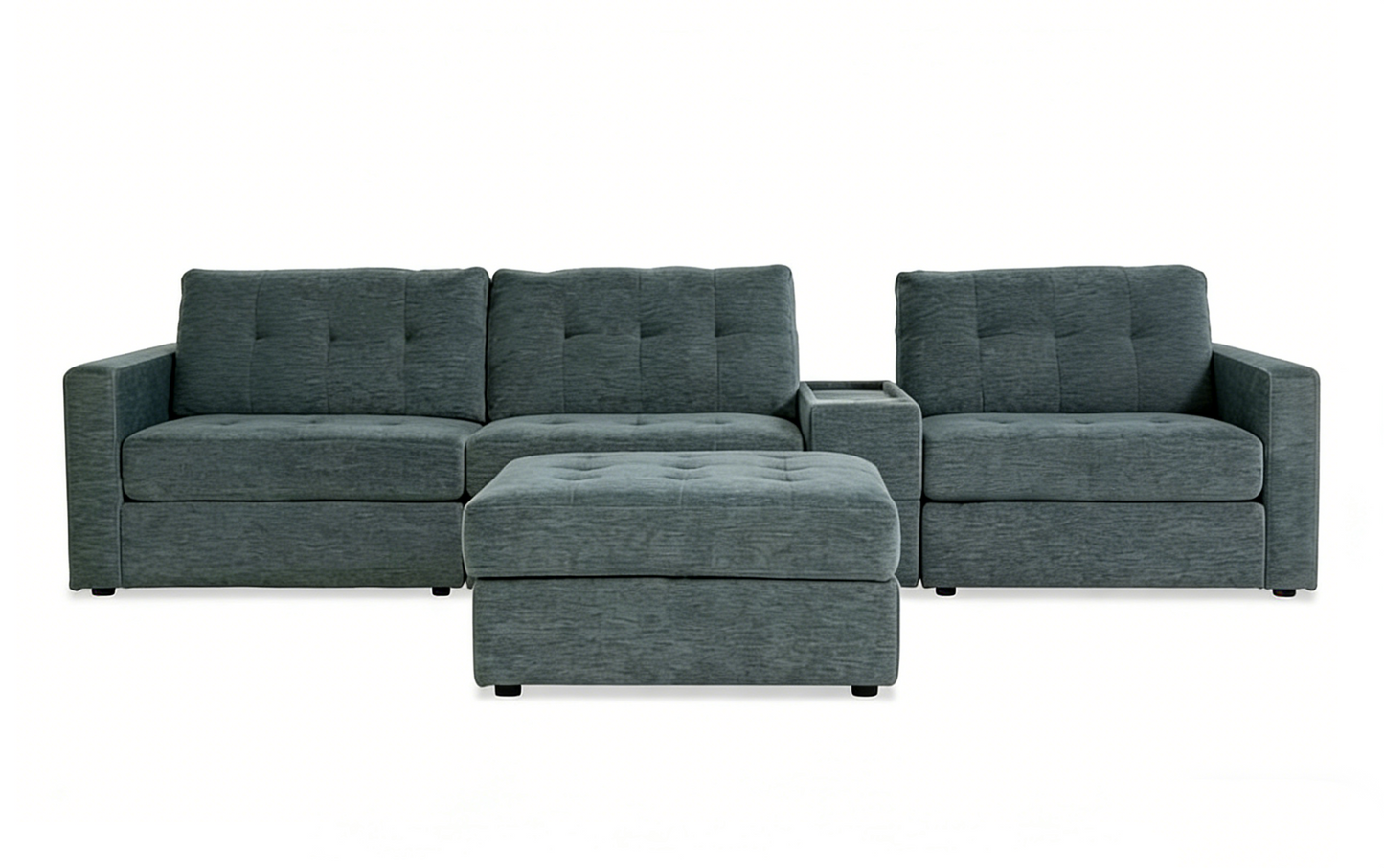 5-Piece Modular Sectional Sofa with Storage Ottoman & USB Charging Console 132" Wide Charcoal or Gray BOM132