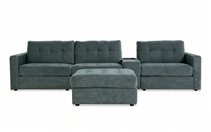 5-Piece Modular Sectional Sofa with Storage Ottoman & USB Charging Console 132" Wide Charcoal or Gray BOM132