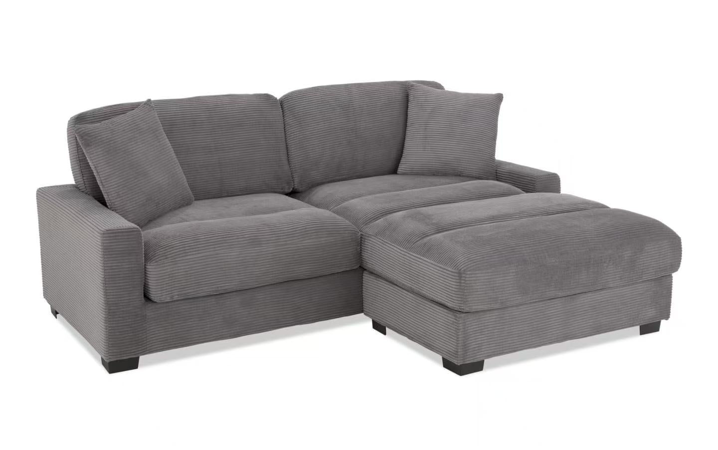 86" L-Shape Sectional Sofa with Reversible Ottoman & Pillows – Left/Right Chaise Couch Gray/Teal/Avocado BO958