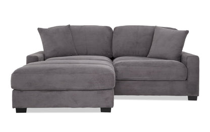 86" L-Shape Sectional Sofa with Reversible Ottoman & Pillows – Left/Right Chaise Couch Gray/Teal/Avocado BO958