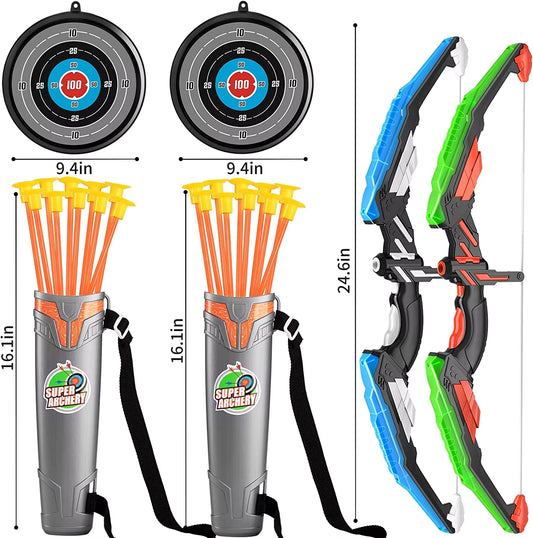 Light Up Bow and Arrow Set Kids LED Archery Toy with Targets – Outdoor Shooting Game CPS269925