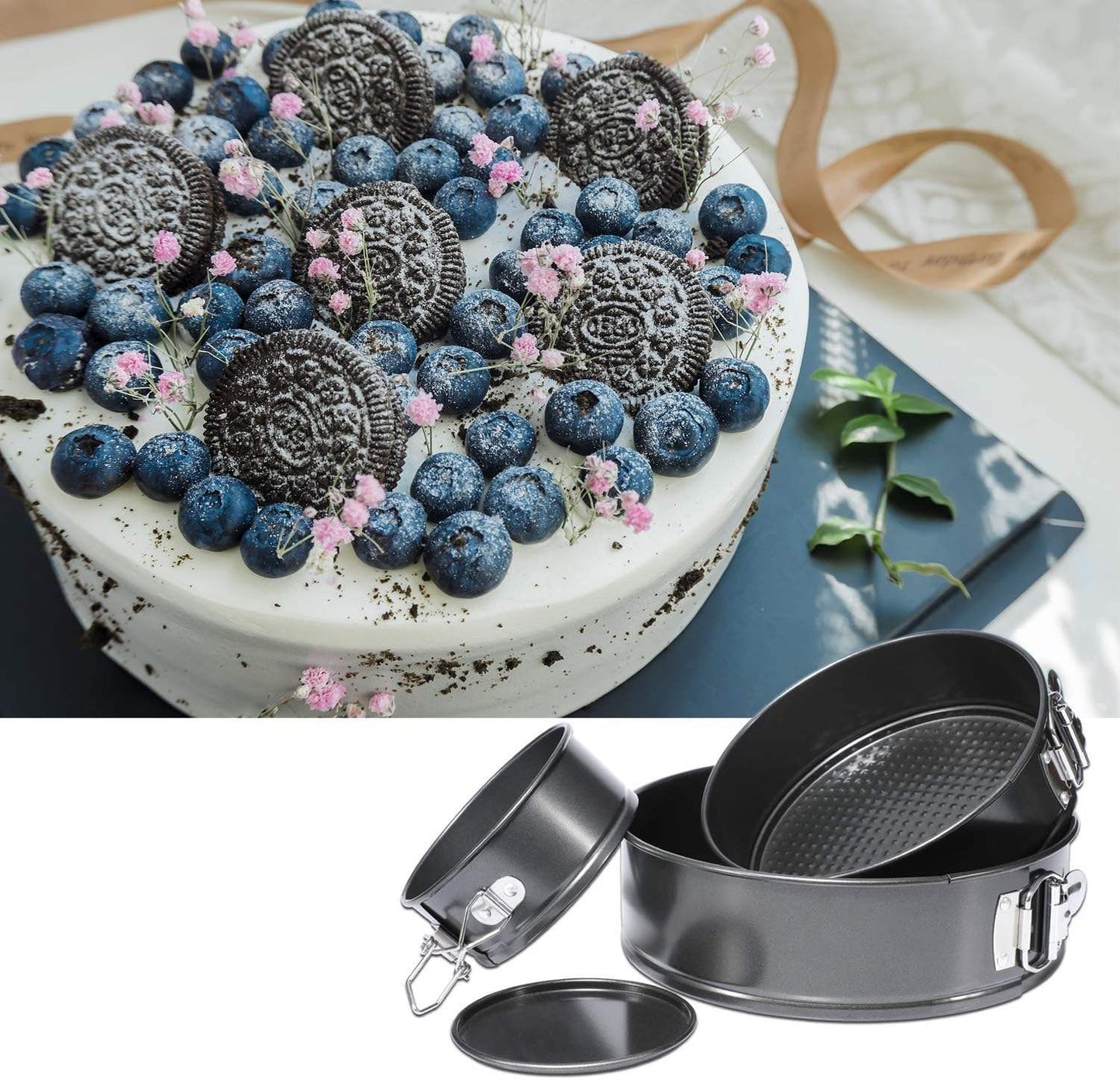 Non-Stick Round Bakeware Set 24cm 26cm 28cm Carbon Steel Baking Pans 220529