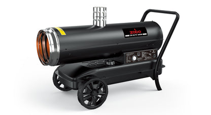 170,000 BTU Indirect Diesel & Kerosene Forced Air Heater with 50L Fuel Tank, Exhaust Flue, Thermostat Control & Wheels ZBH170