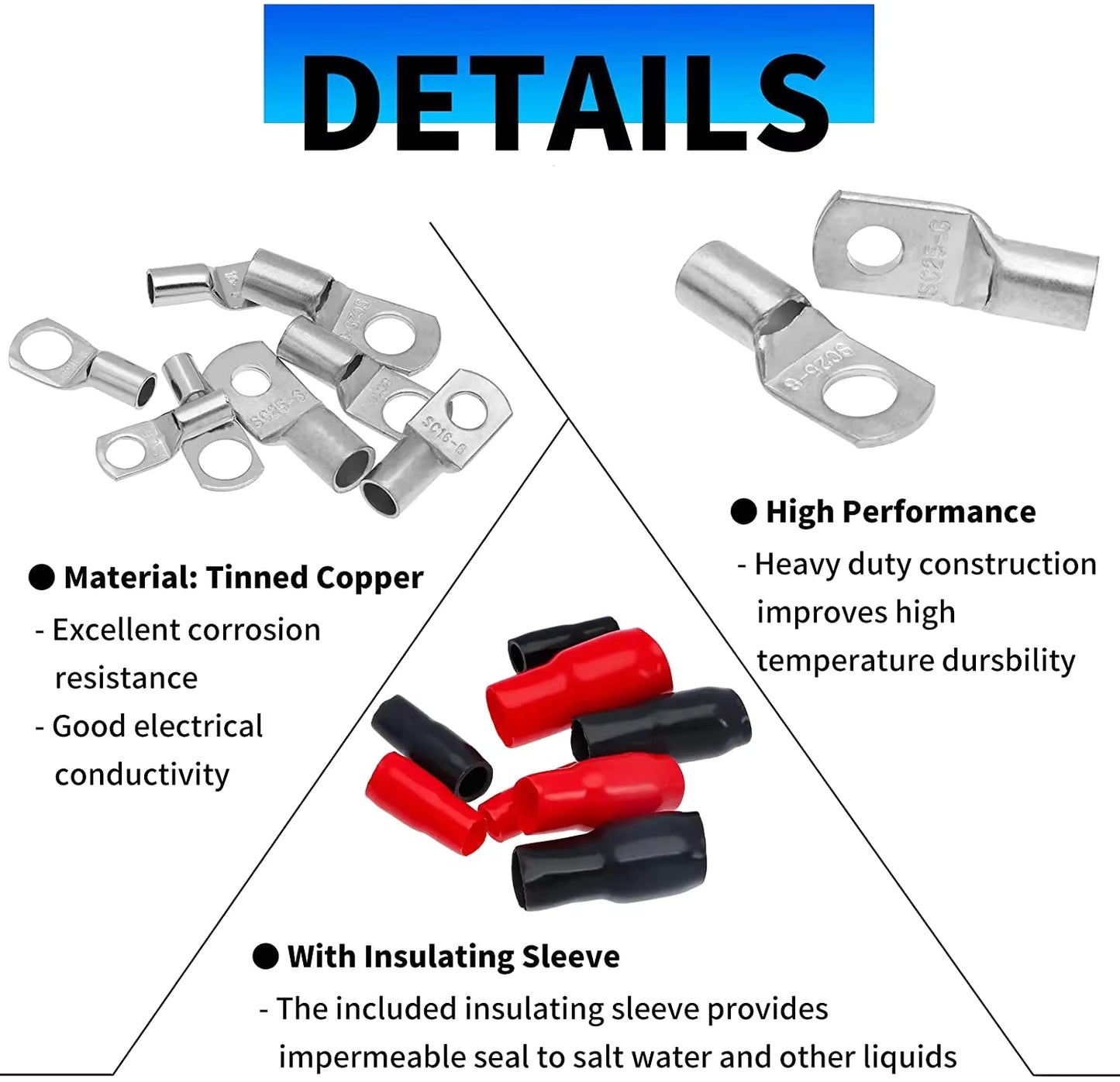 140pcs Wire Connector Tinned Terminals Combination Set FS090212