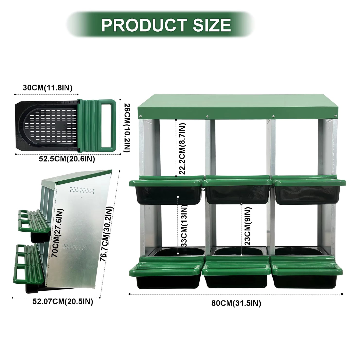 Roll-Out Chicken Nesting Box for Hens – Metal Laying Nest with Removable Trays (3 or 6 Compartments)
