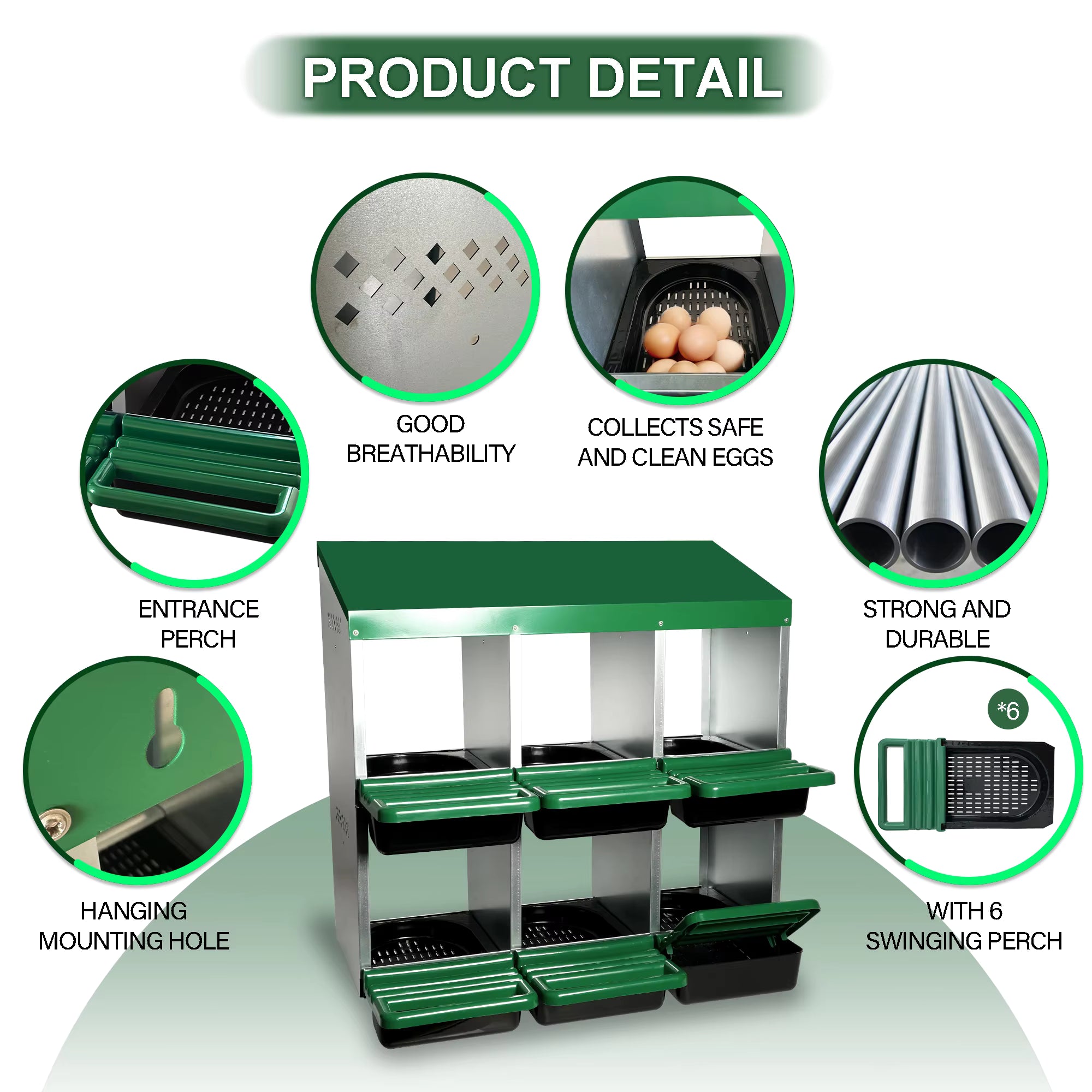 Roll-Out Chicken Nesting Box for Hens – Metal Laying Nest with Removable Trays (3 or 6 Compartments)