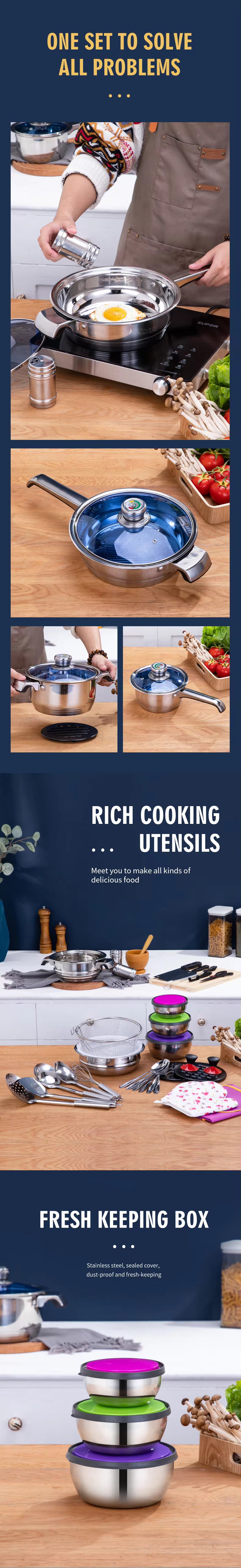 173 Piece Stainless Steel Cookware Set 201 Grade Complete Kitchen Set T0027