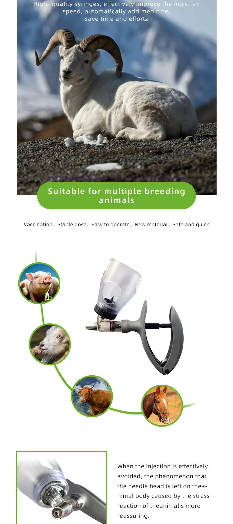 Livestock Dosing Syringe Set 2ml & 5ml – Reusable PP Veterinary Injection Tool for Cattle, Sheep & Goats LDS25