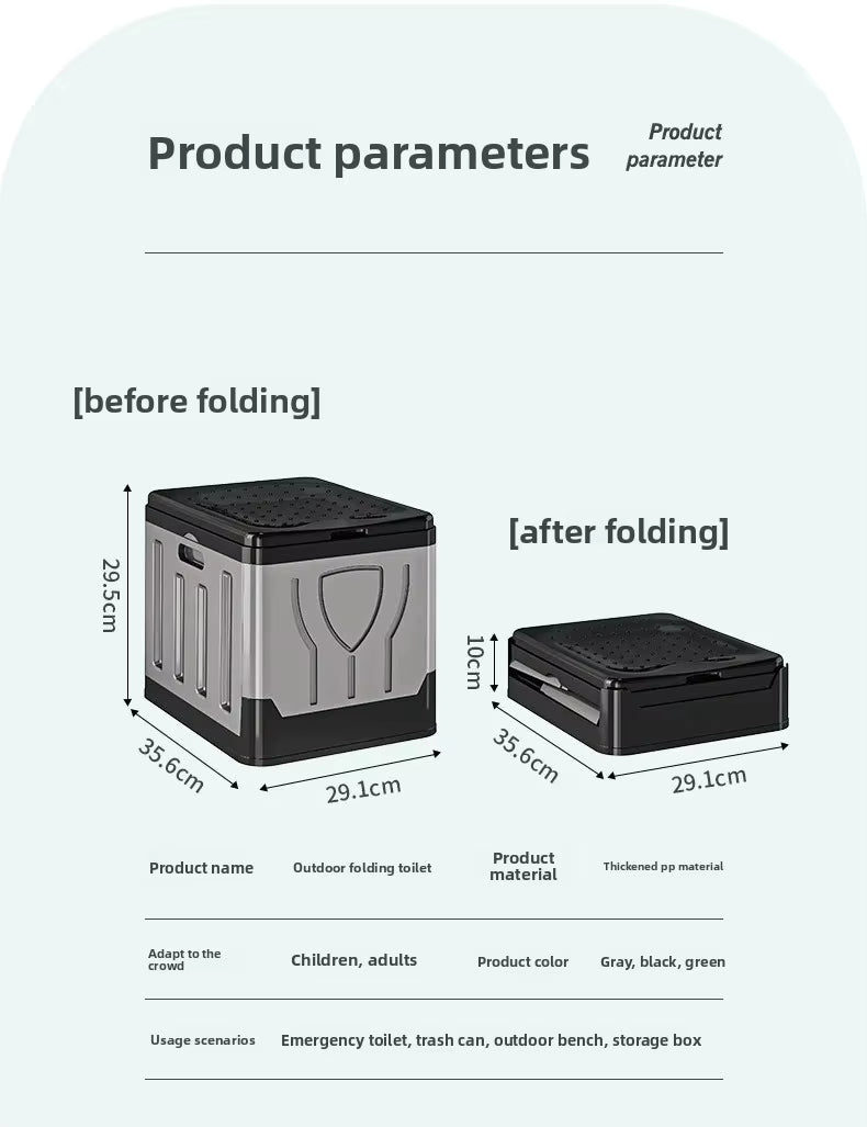 Portable Folding Plastic Toilet – Compact Outdoor & Camping Commode PFT291BK