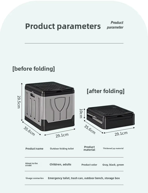 Portable Folding Plastic Toilet – Compact Outdoor & Camping Commode PFT291BK