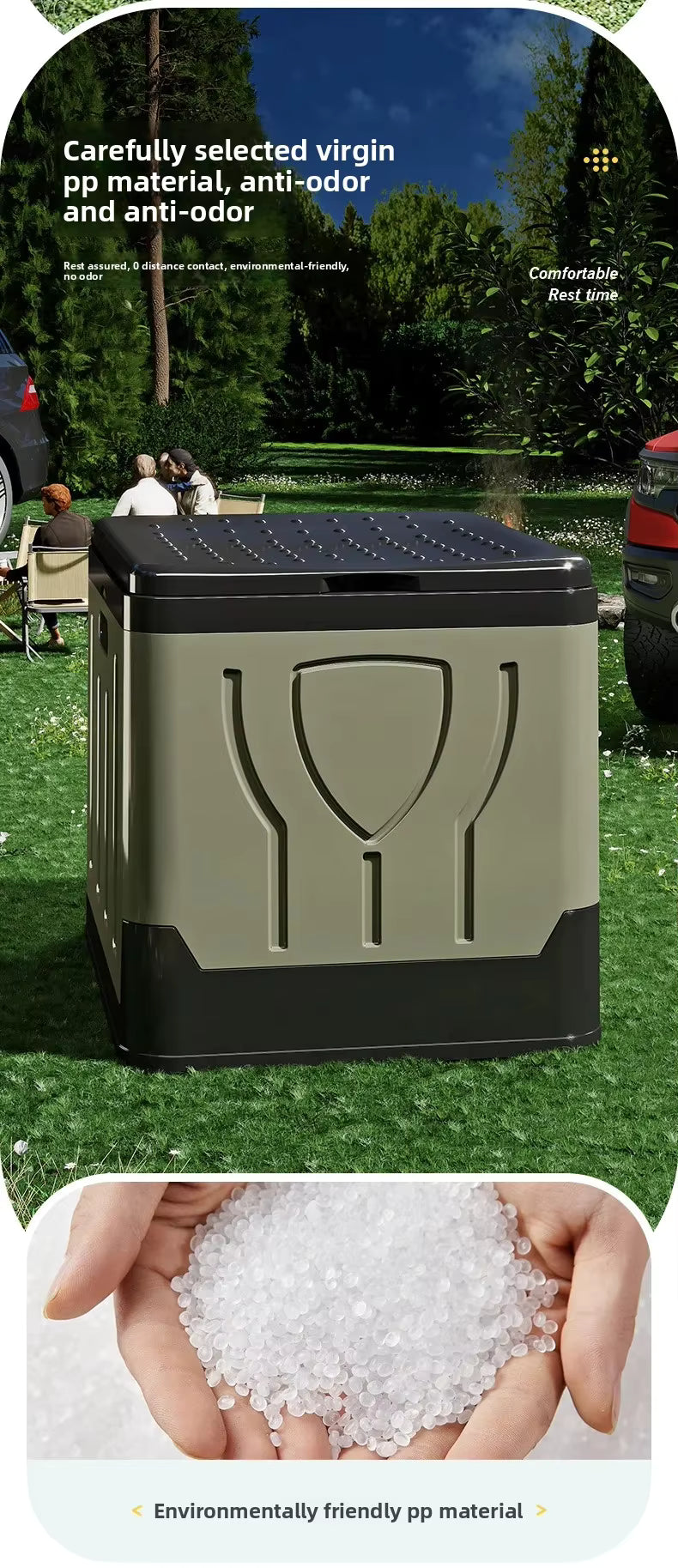 Portable Folding Plastic Toilet – Compact Outdoor & Camping Commode PFT291BK