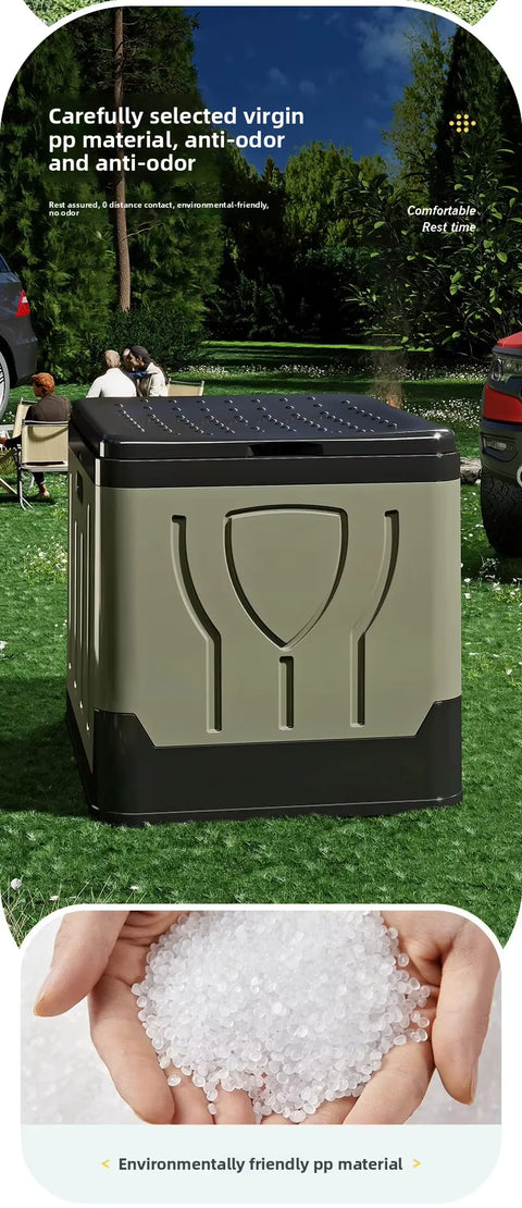 Portable Folding Plastic Toilet – Compact Outdoor & Camping Commode PFT291BK