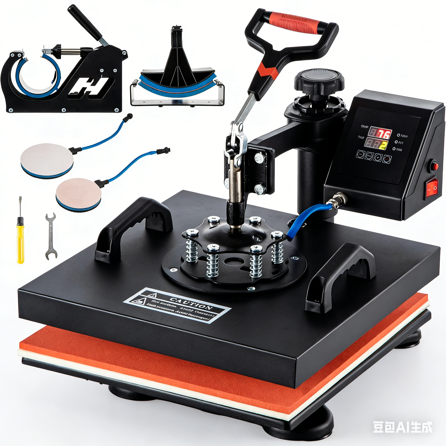 5 in 1 Heat Press Machine 15" x 15" Swing Away T Shirt Mug Hat Plate HP3838