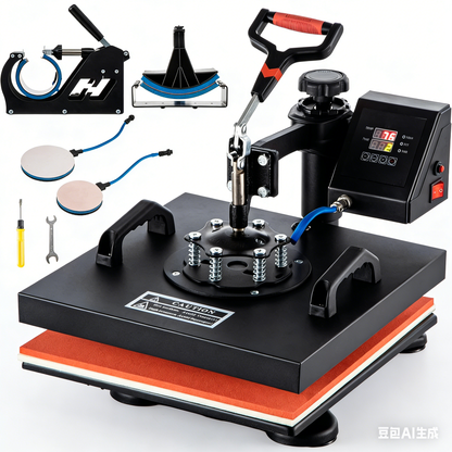 5 in 1 Heat Press Machine 15" x 15" Swing Away T Shirt Mug Hat Plate HP3838