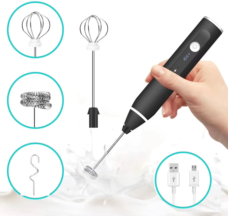 USB Rechargeable Milk Frother Hand Mixer – Variable Speed Electric Coffee Frother F1001