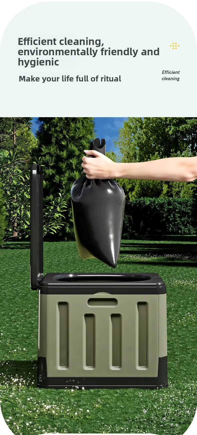 Portable Folding Plastic Toilet – Compact Outdoor & Camping Commode PFT291BK