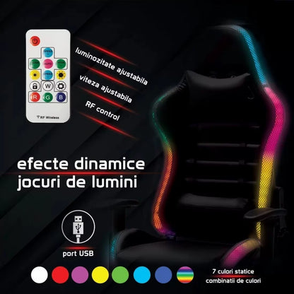 RGB Gaming Chair with LED Lights – Ergonomic PU Leather Computer & Office Chair with Lumbar Support GC11901