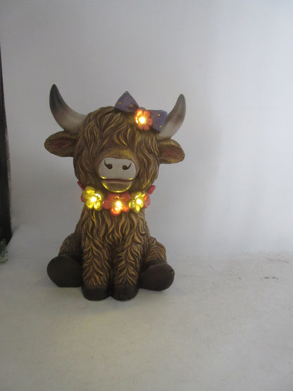 Solar Garden Statues with LED Lights Dog Frog Gnome Highland Cow Rabbit Cat Bear Collection KHSOLAR01