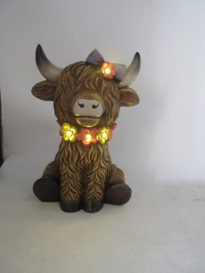 Solar Garden Statues with LED Lights Dog Frog Gnome Highland Cow Rabbit Cat Bear Collection KHSOLAR01