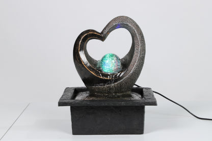21" Indoor LED Heart Tabletop Water Fountain with ETL Pump & 6 ft Cable CA190505