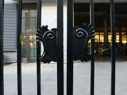 20 FT Heavy-Duty Steel Driveway Gate with Tree of Life Artwork – Black Dual Swing Farm Gate Kit SU20TL