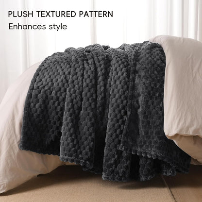 3D Jacquard Flannel Fleece Blanket Plush Soft Throw 50x60 60x80 90x90 Inches JFFBLK