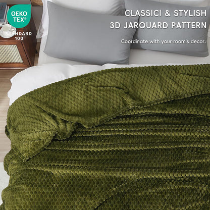 3D Jacquard Flannel Fleece Blanket Plush Soft Throw 50x60 60x80 90x90 Inches JFFBLK