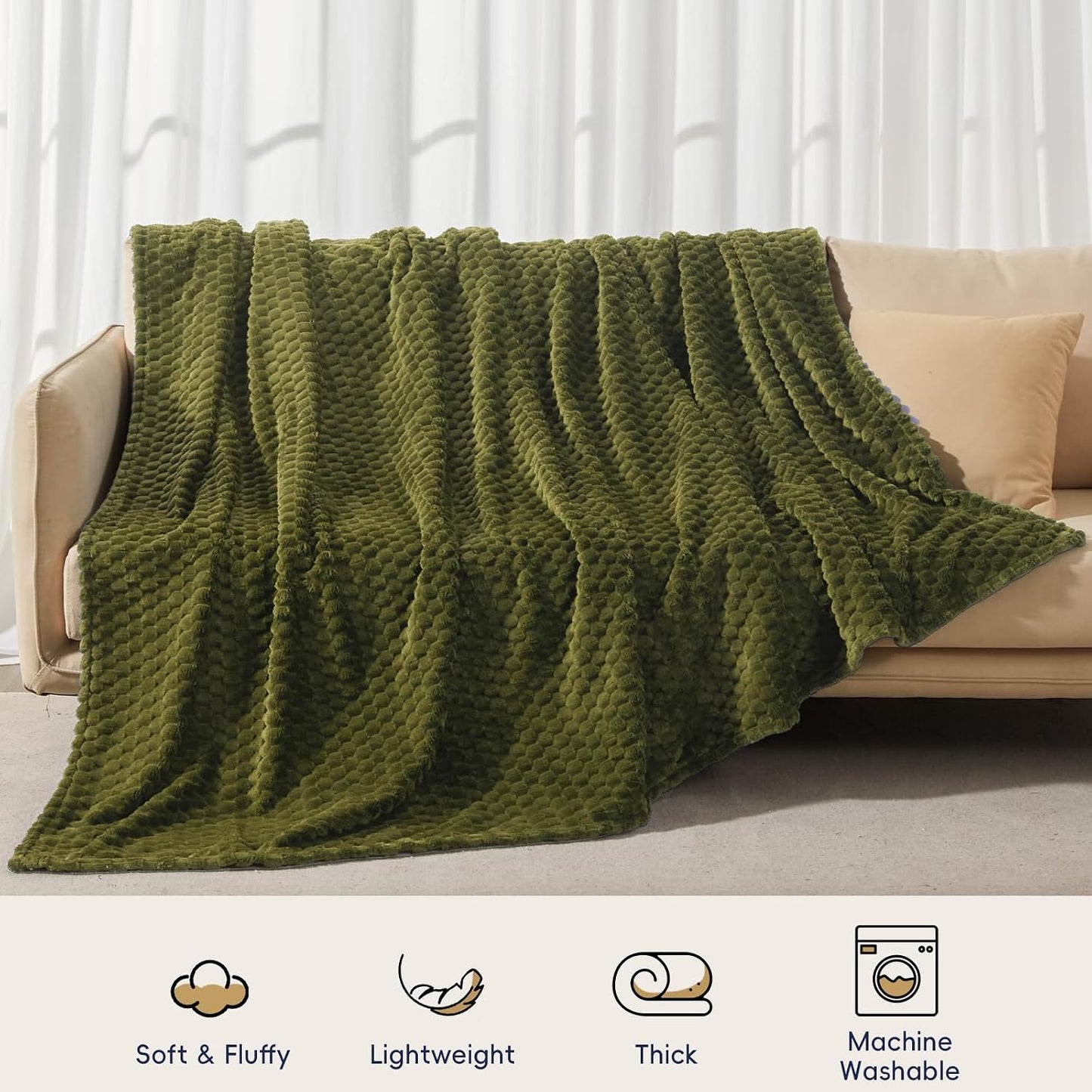 3D Jacquard Flannel Fleece Blanket Plush Soft Throw 50x60 60x80 90x90 Inches JFFBLK