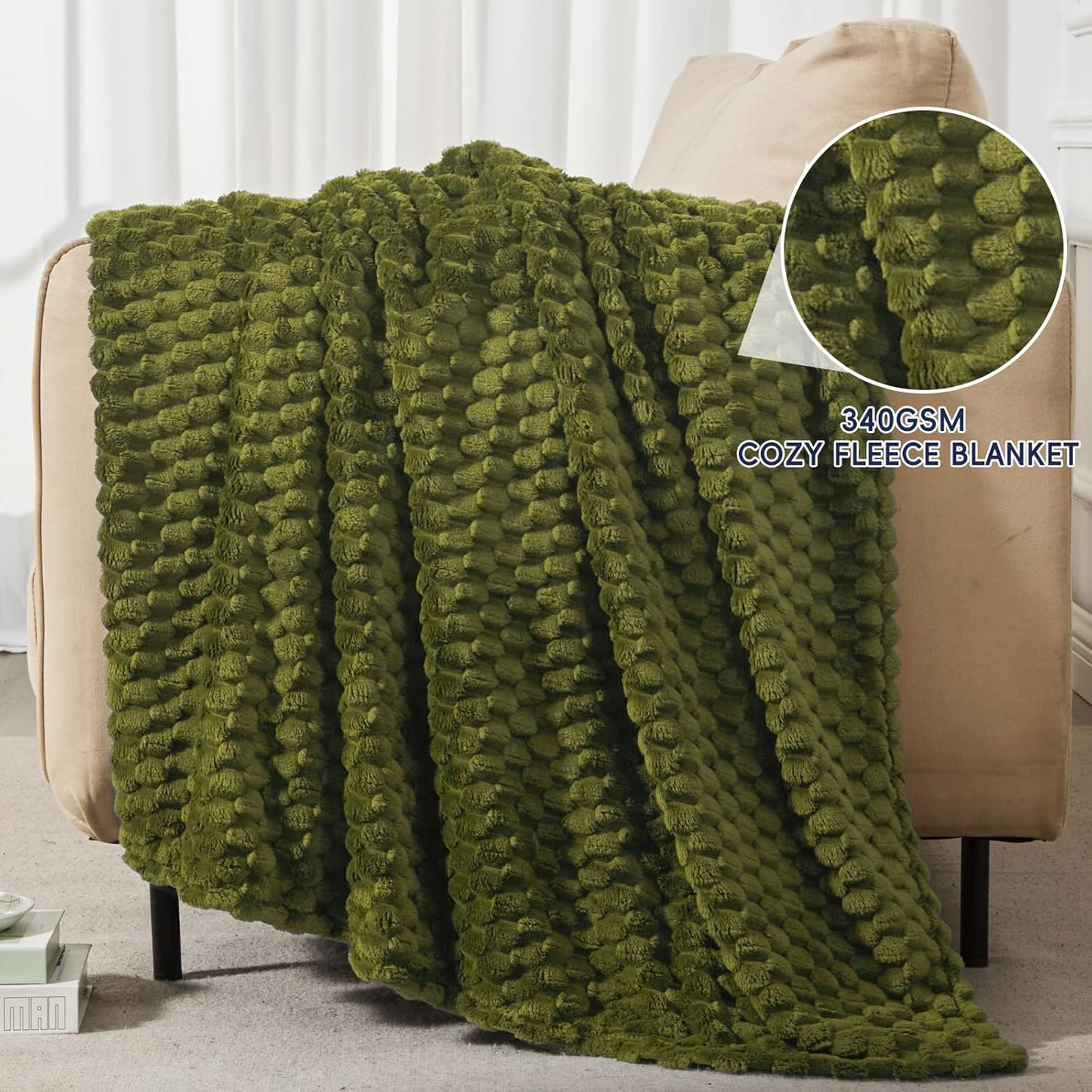 3D Jacquard Flannel Fleece Blanket Plush Soft Throw 50x60 60x80 90x90 Inches JFFBLK