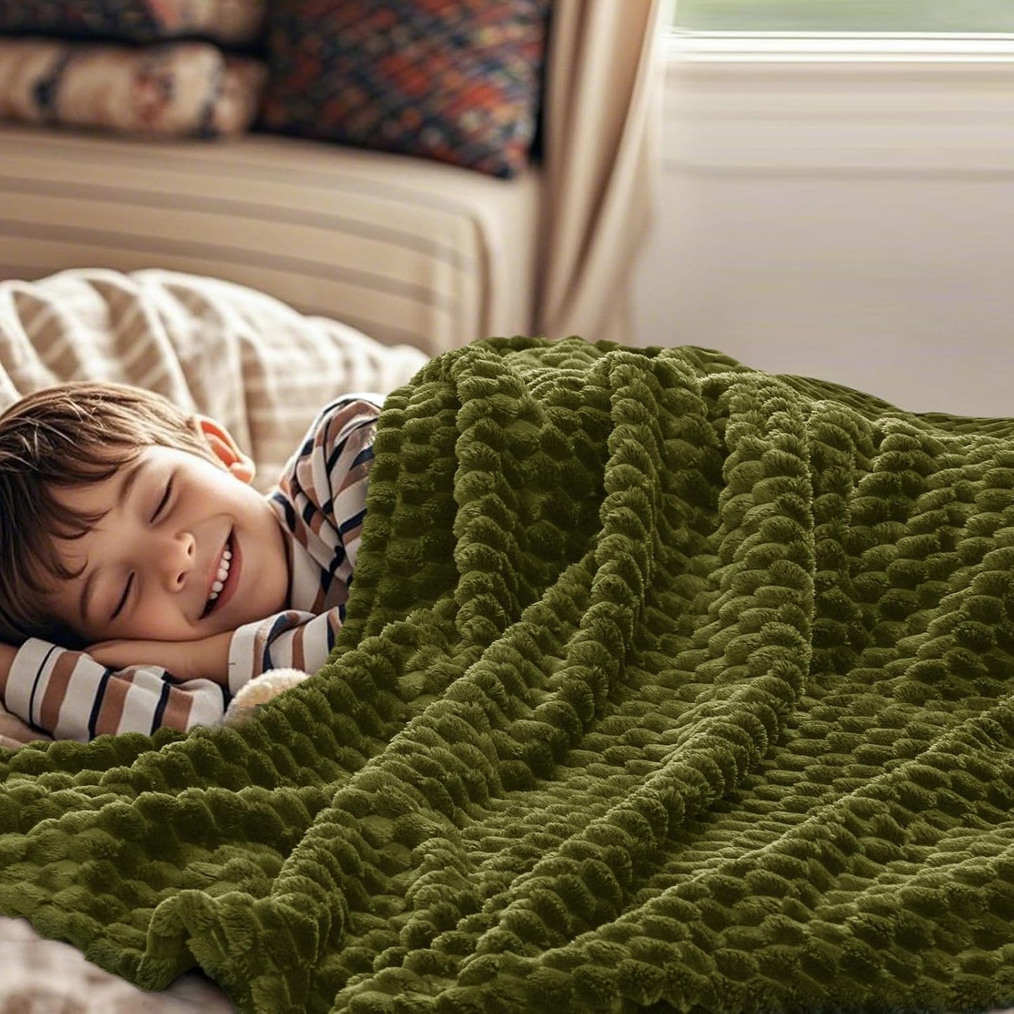 3D Jacquard Flannel Fleece Blanket Plush Soft Throw 50x60 60x80 90x90 Inches JFFBLK