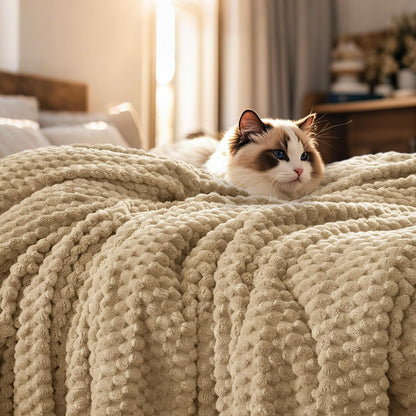 3D Jacquard Flannel Fleece Blanket Plush Soft Throw 50x60 60x80 90x90 Inches JFFBLK