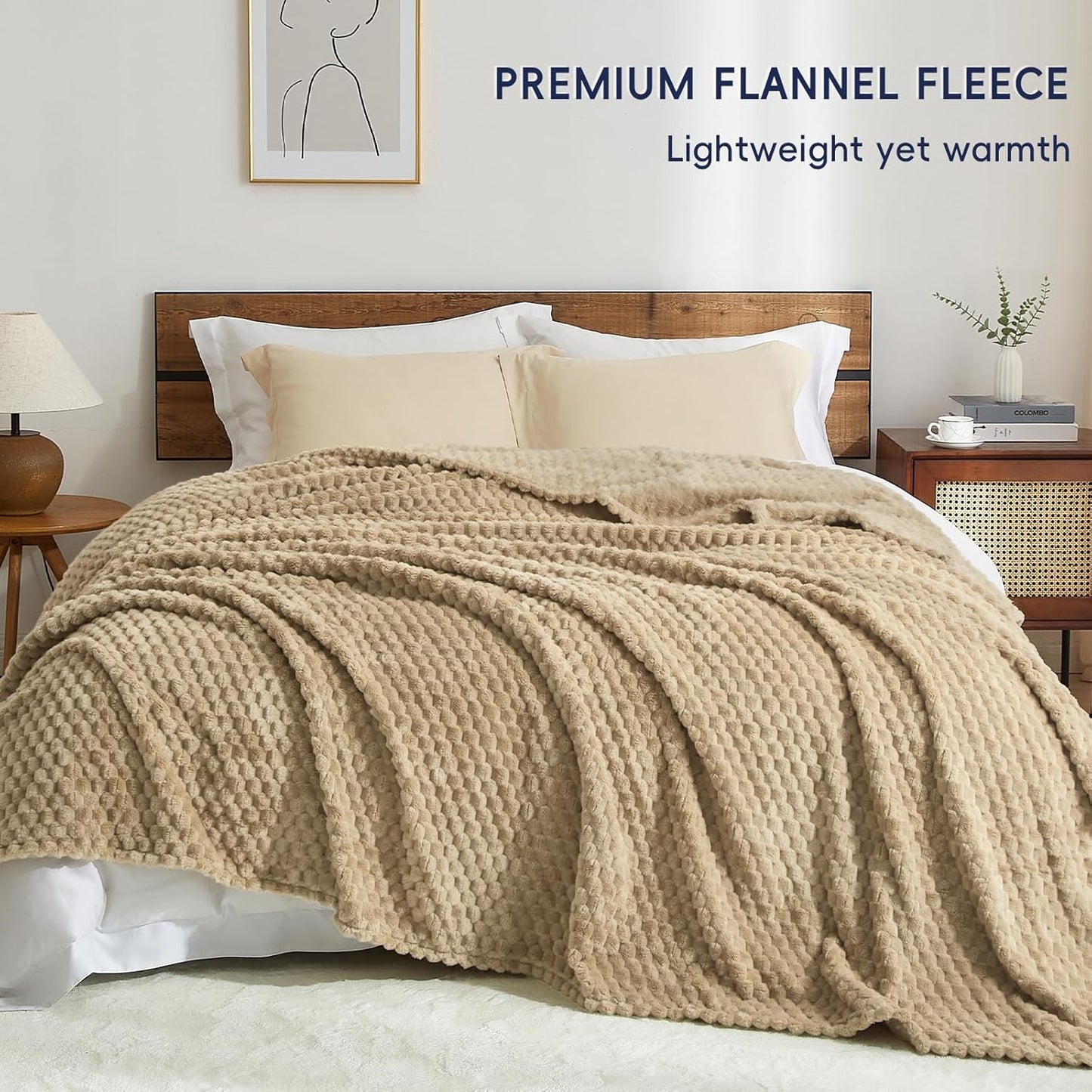3D Jacquard Flannel Fleece Blanket Plush Soft Throw 50x60 60x80 90x90 Inches JFFBLK