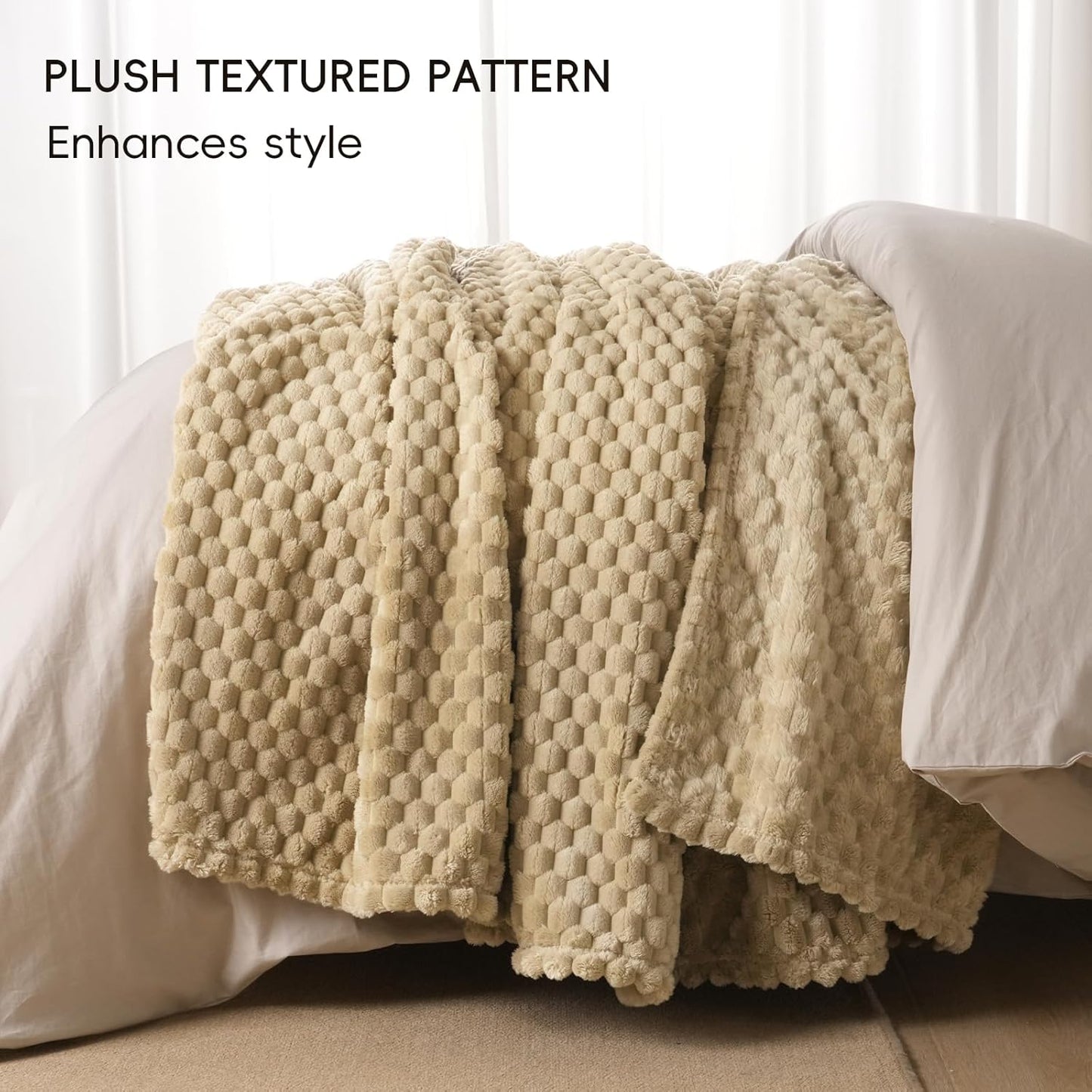 3D Jacquard Flannel Fleece Blanket Plush Soft Throw 50x60 60x80 90x90 Inches JFFBLK