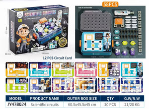 58-Piece Kids Circuit Science Experiment Kit Educational STEM Toy Set JY478024