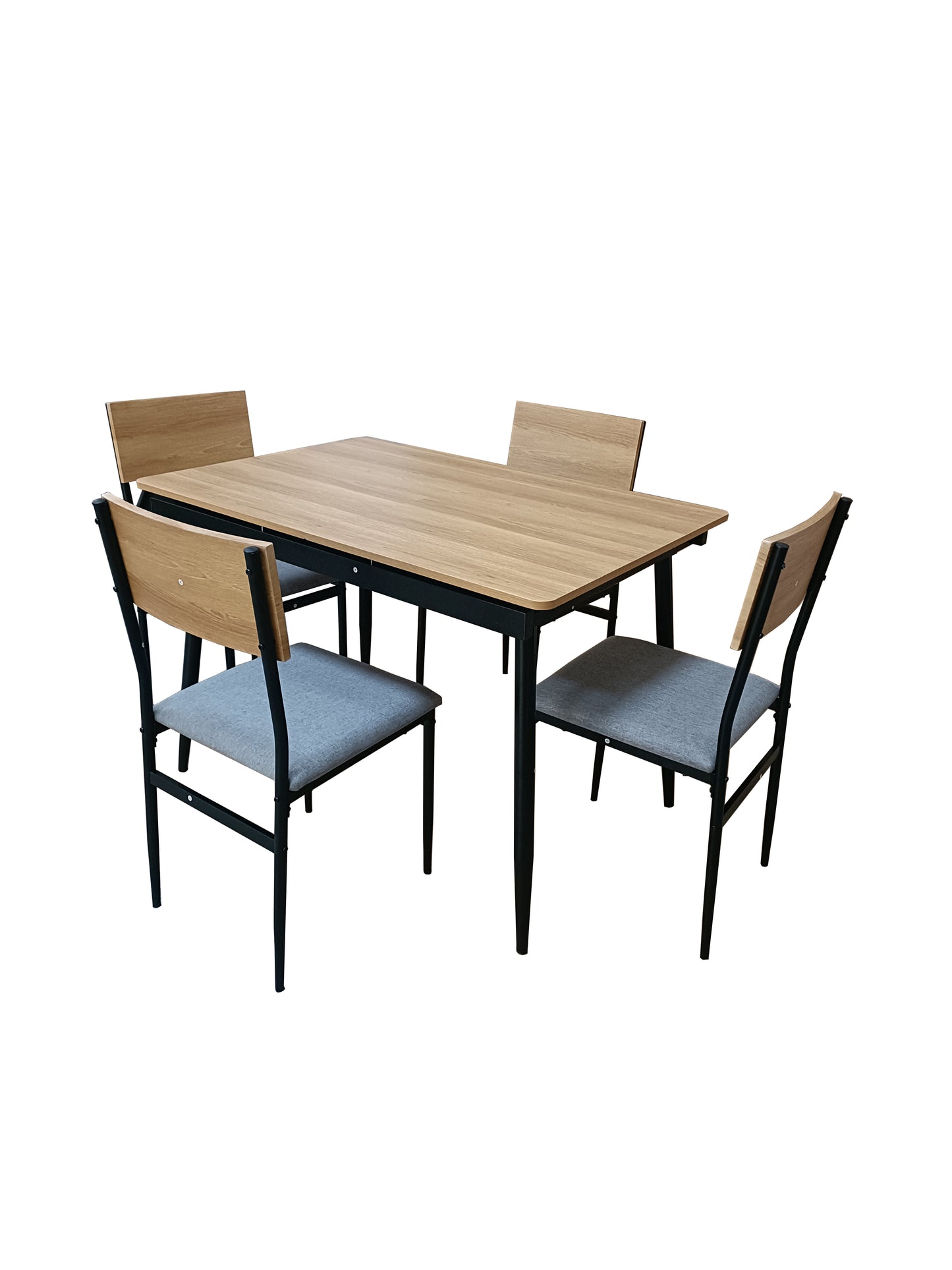 4 Piece Dining Table Set 43–59″ Expandable Table with 2 Chairs Modern Metal Frame K2601