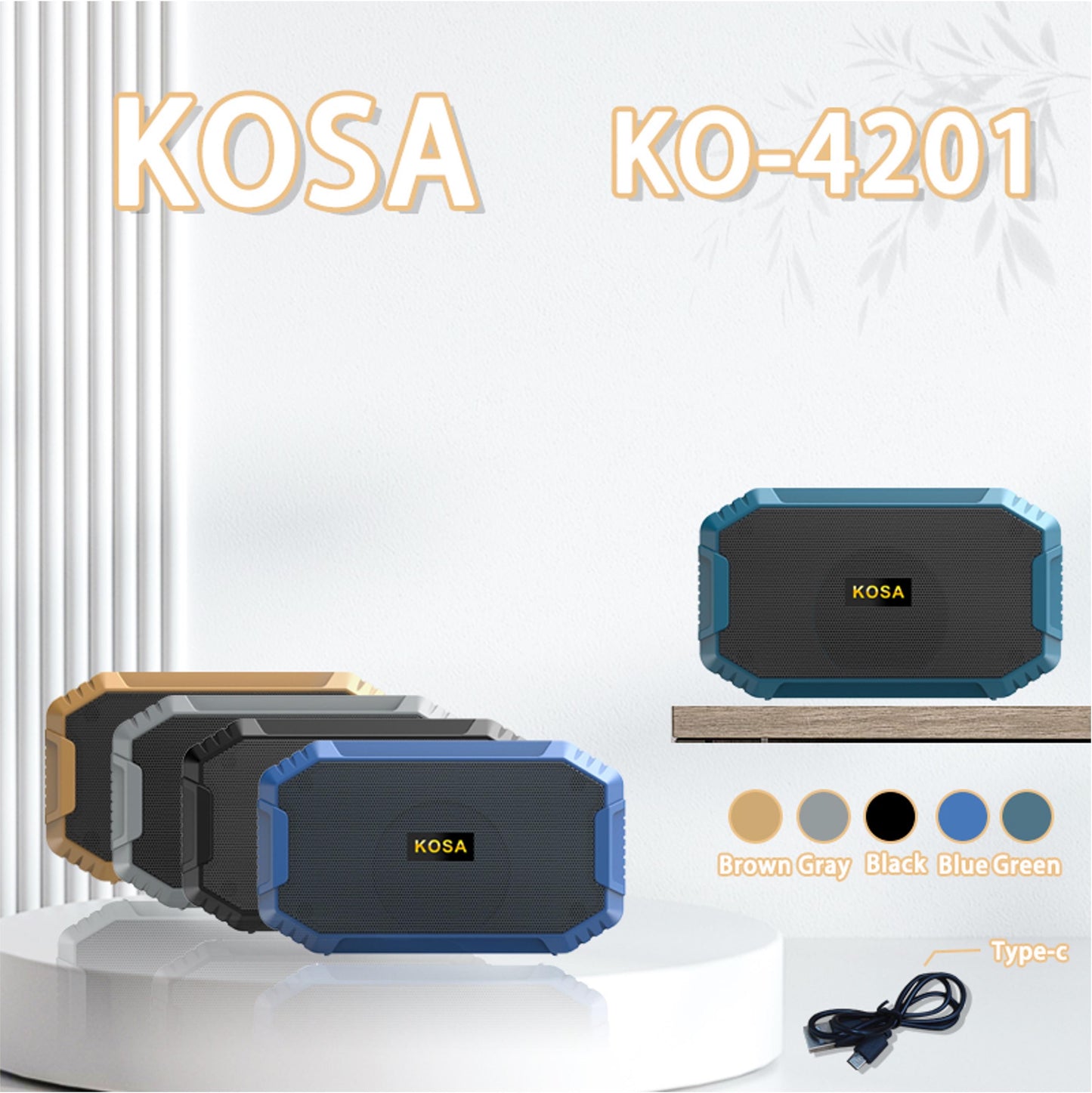 Portable Bluetooth 5.3 Speaker USB TF AUX FM Radio 8W KO4201