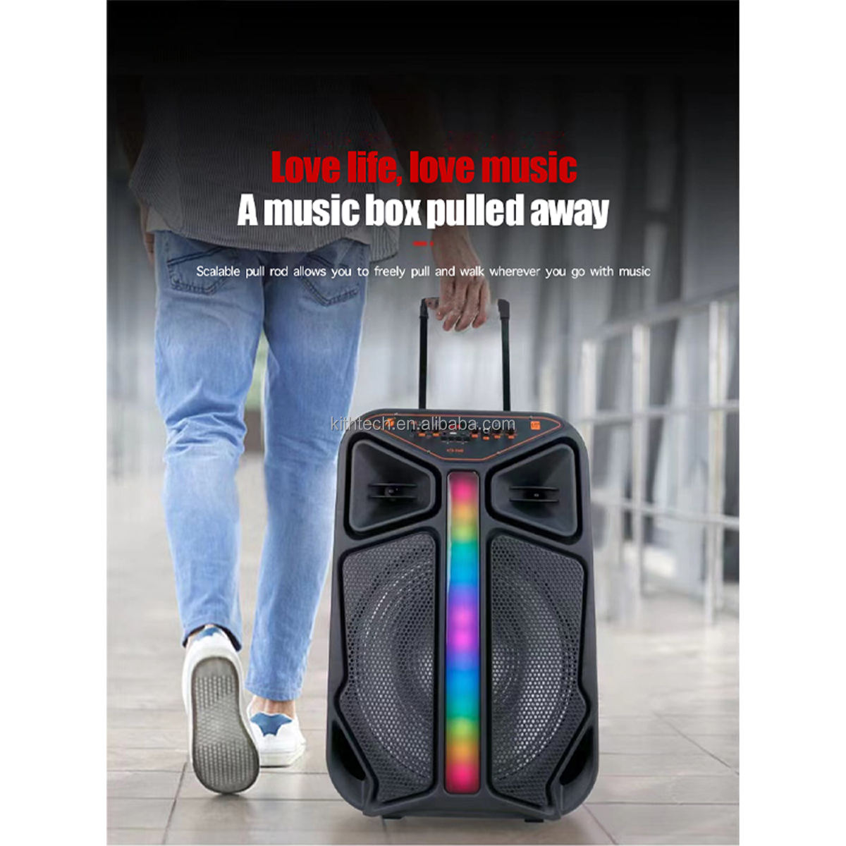 35W Bluetooth Speaker with Tweeter RGB Lights USB TF AUX Mic KTS1849