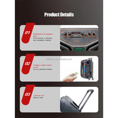 35W Bluetooth Speaker with Tweeter RGB Lights USB TF AUX Mic KTS1849