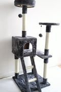 Gray multi-level cat tower with scratching posts and ladder
Cat climbing condo with enclosed space and jute posts
Sturdy XL cat tree furniture for multiple cats
Indoor cat activity tower with neutral color
Durable cat tower with platforms and hideout