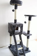 Gray multi-level cat tower with scratching posts and ladder
Cat climbing condo with enclosed space and jute posts
Sturdy XL cat tree furniture for multiple cats
Indoor cat activity tower with neutral color
Durable cat tower with platforms and hideout