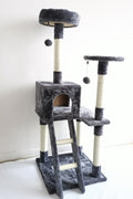 Gray multi-level cat tower with scratching posts and ladder
Cat climbing condo with enclosed space and jute posts
Sturdy XL cat tree furniture for multiple cats
Indoor cat activity tower with neutral color
Durable cat tower with platforms and hideout