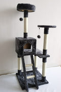 Gray multi-level cat tower with scratching posts and ladder
Cat climbing condo with enclosed space and jute posts
Sturdy XL cat tree furniture for multiple cats
Indoor cat activity tower with neutral color
Durable cat tower with platforms and hideout