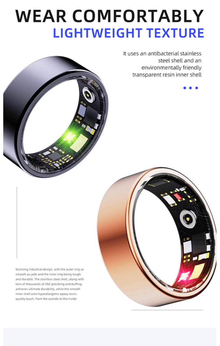 Smart Ring Compatible with Android & iOS IP68 Waterproof Fitness Tracker LGHOR99