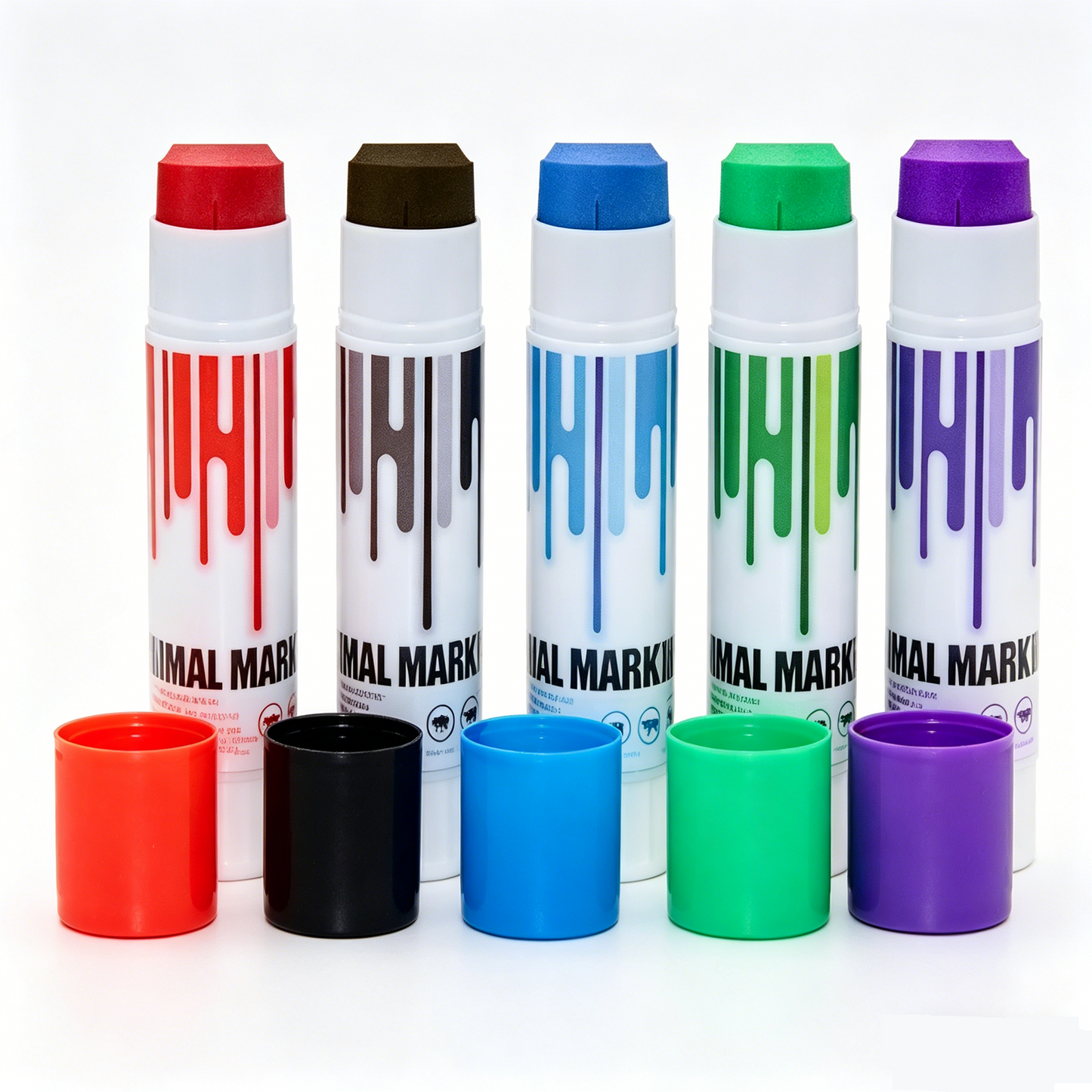 5-Piece Livestock Wax Marker Set Multi-Color Cattle Pig Sheep Marking Crayons 10-Inch LSM5P