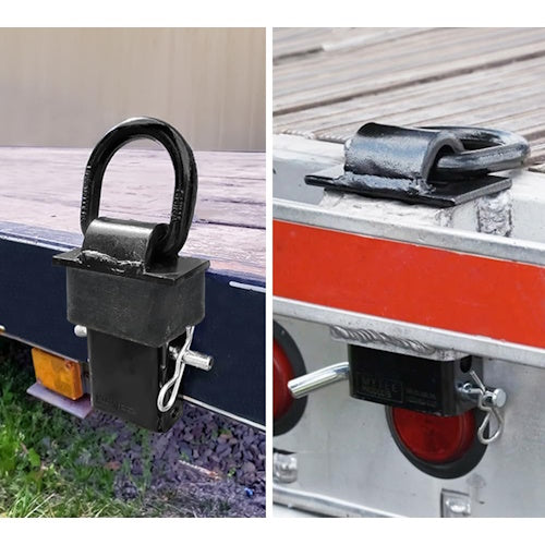 2 Pack Heavy Duty Adjustable Trailer Stake Pocket D-Ring Tie Down Anchors with 1/2 in Hitch Pins, 5400 lb WLL LYOM175MB2