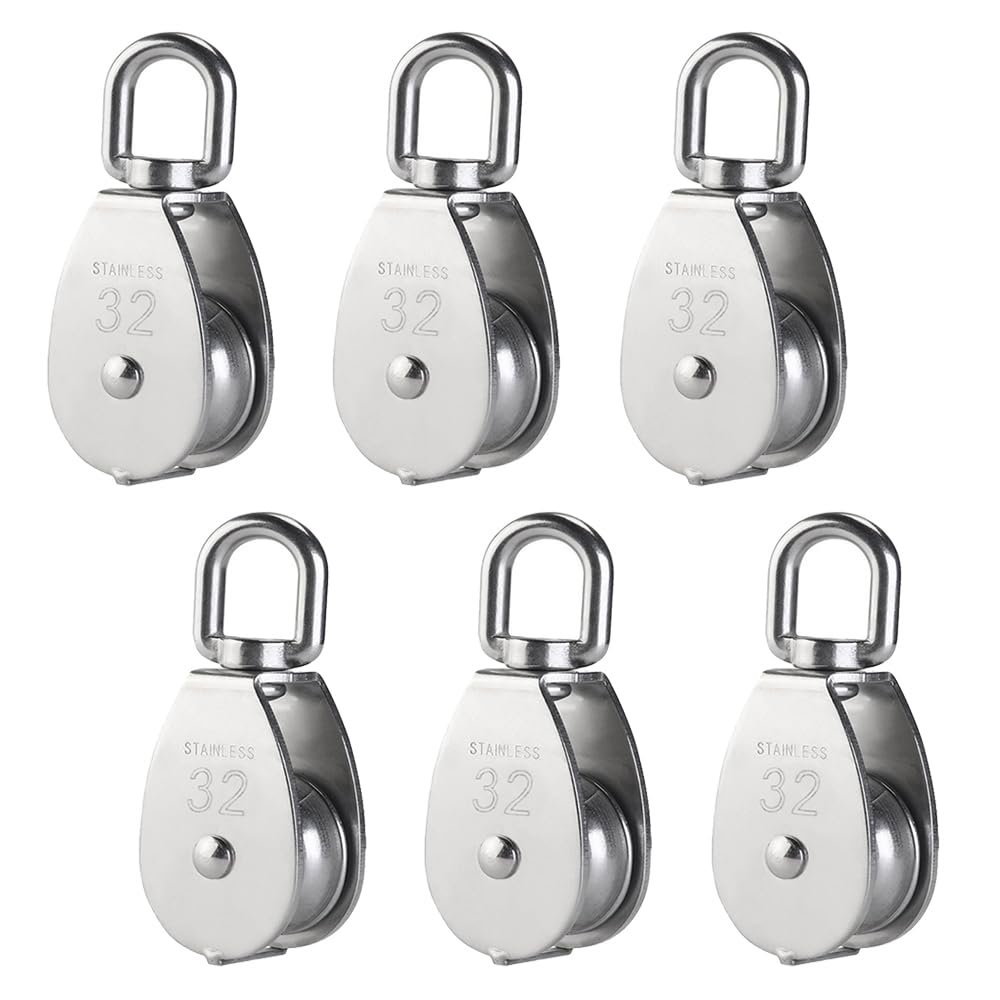 304 Stainless Steel Single Pulley Block Sets for Wire Rope, Hanging, Towing, Light Lifting & Utility Rigging