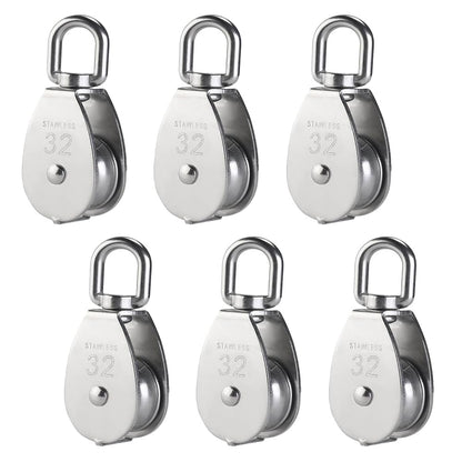 304 Stainless Steel Single Pulley Block Sets for Wire Rope, Hanging, Towing, Light Lifting & Utility Rigging