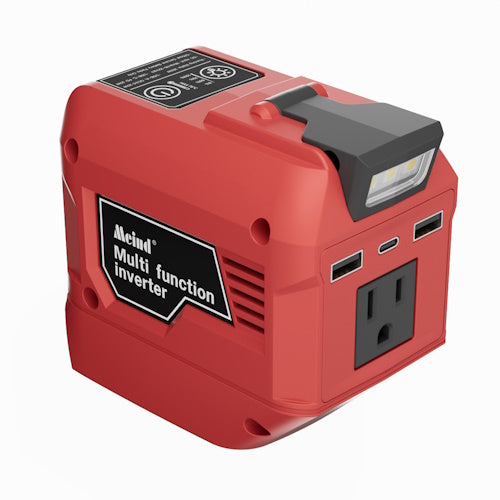 250W Portable Power Inverter for Milwaukee 18V/20V Batteries with 110V AC Outlet, Dual QC3.0 USB Ports, PD20W USB-C & LED Display M720250