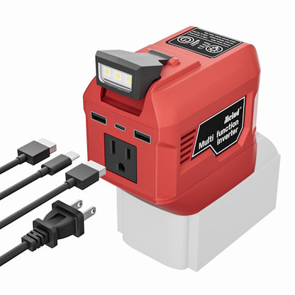 250W Portable Power Inverter for Milwaukee 18V/20V Batteries with 110V AC Outlet, Dual QC3.0 USB Ports, PD20W USB-C & LED Display M720250