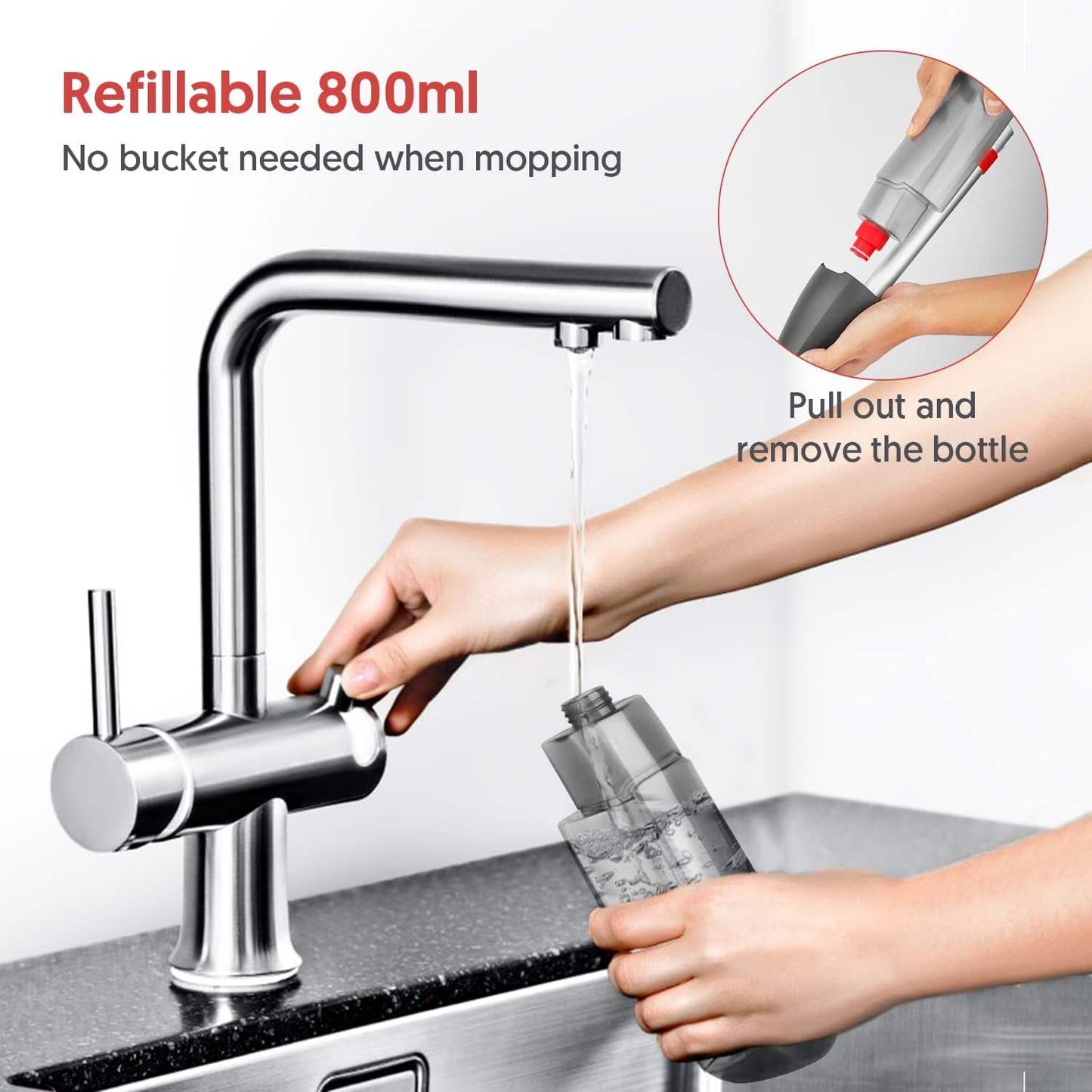 Microfiber Spray Mop Floor Cleaner with 3 Washable Pads Refillable Water Tank Flat Mop System MFM2295